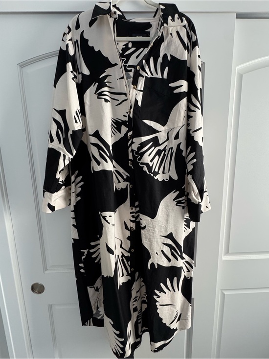 Anthropologie Dresses & Skirts - Anthropologie Maeve Black and Cream Graphic Button-Down Shirt Dress 2X